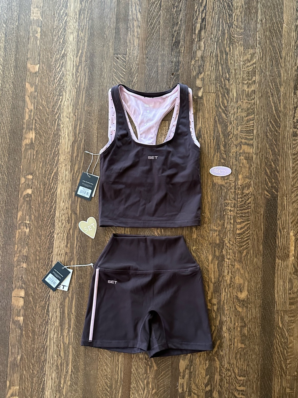 NWT SET Active Sporty Polka Dot Tank and Shorts in Swirl